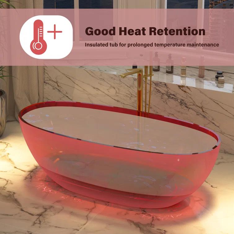 67'' x 30'' Runway Semi Transparent Resin Freestanding Soaking Bathtub