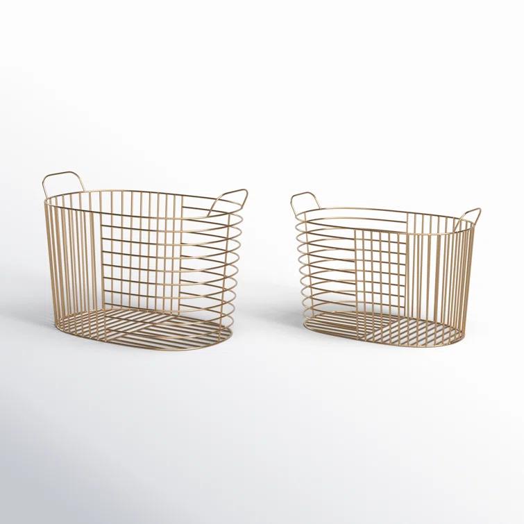 Abbie Metal Basket With Handles - Set of 2
