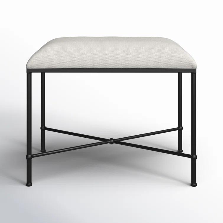 Uttermost Avenham Contemporary Iron and Fabric Small Bench in White/Black