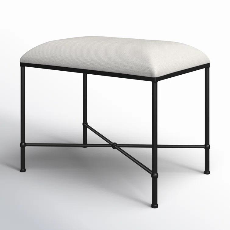 Uttermost Avenham Contemporary Iron and Fabric Small Bench in White/Black