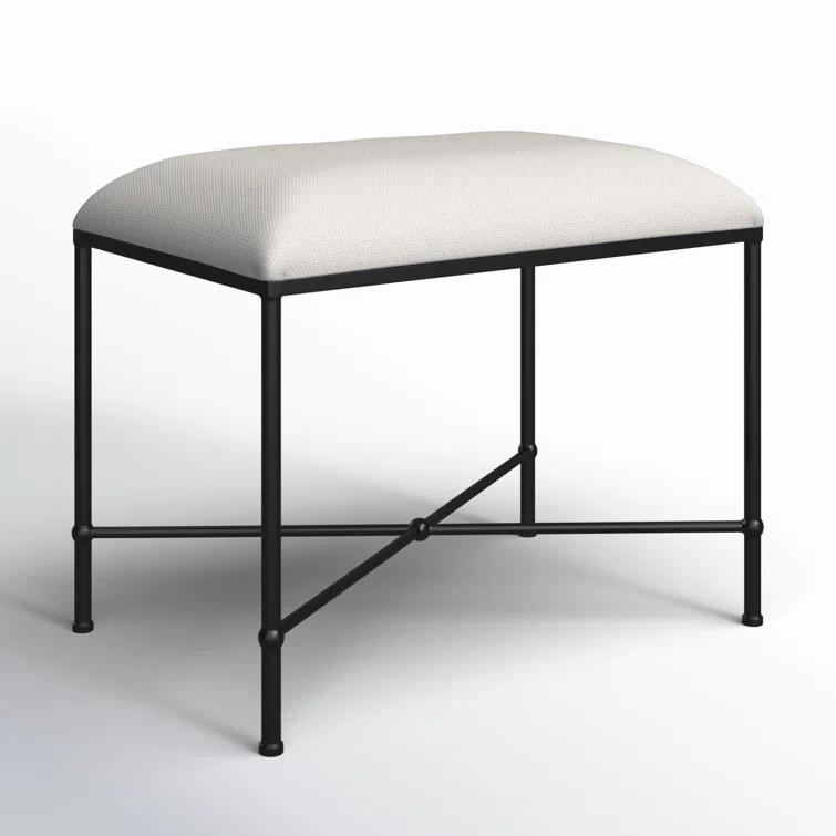 Uttermost Avenham Contemporary Iron and Fabric Small Bench in White/Black