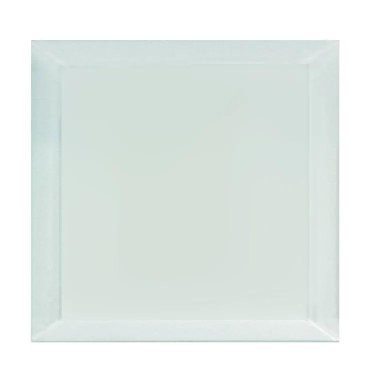 Frosted Elegance 8 in. x 8 in. Diamond Grade Glass Beveled Large Format Square Decorative Kitchen & Bathroom Wall Tile