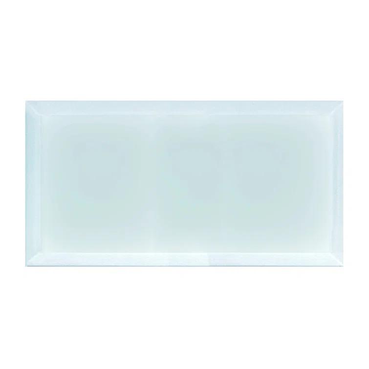 Abolos Frosted Elegance 8 in. x 16 in. Diamond Grade Glass Beveled Large Format Subway Decorative Kitchen & Bathroom Wall Tile