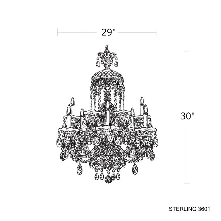 Sterling 12 - Light Glass Classic / Traditional Chandelier