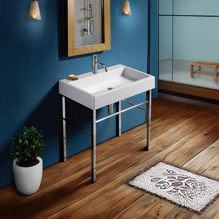 Whitehaus Collection WHS8601-SB-PSS Whitehaus Collection Lead-free Solid Stainless Steel Single Lever Elevated Lavatory Faucet