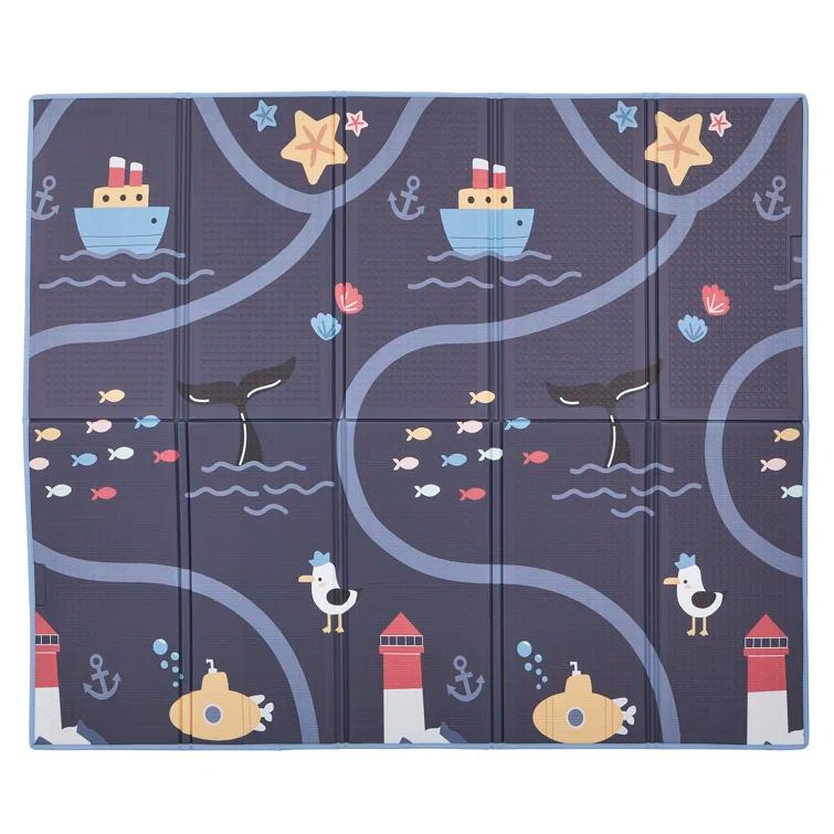 Evolur Cozycush Reversible Non-toxic Baby Kids Playmat|| Foldable Large Thick Foam Crawling Playmats For Toddlers|waterproof Portable Playmat For Babies | Yoga/picnic/game Mat|indoor/outdoor