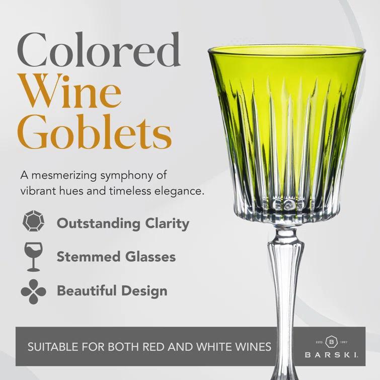 Barski Colored Wine Glasses - Set of 6 Wine Goblets - Glassware - Water Goblets - 7.5 oz (Set of 6)