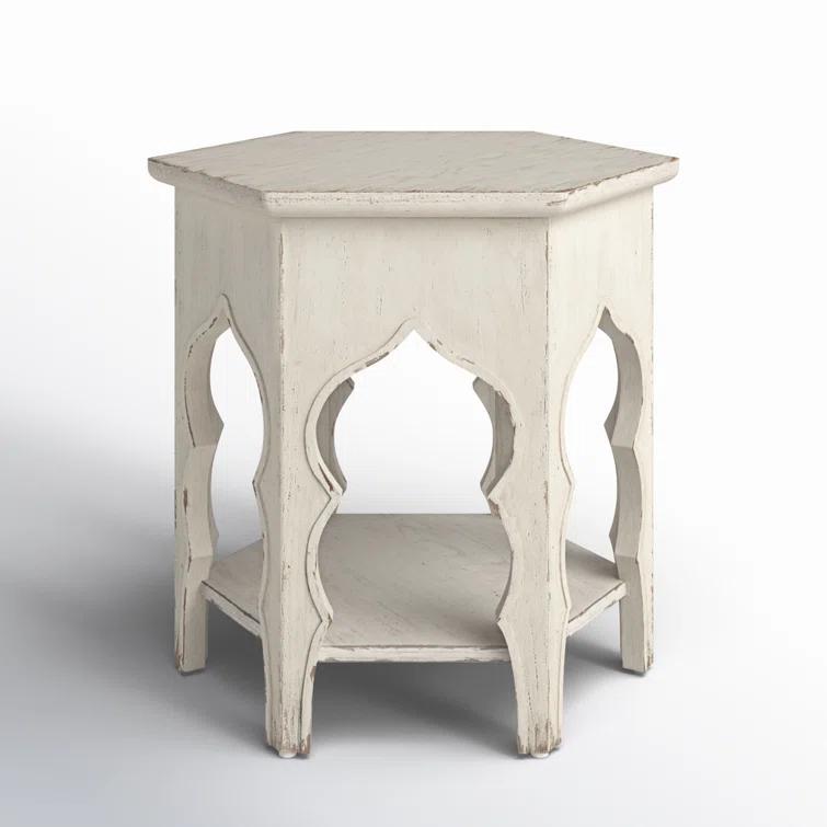 Rustic White Oak Veneer Round End Table