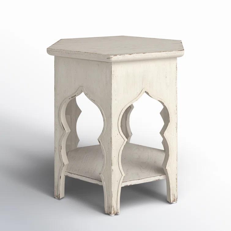 Rustic White Oak Veneer Round End Table