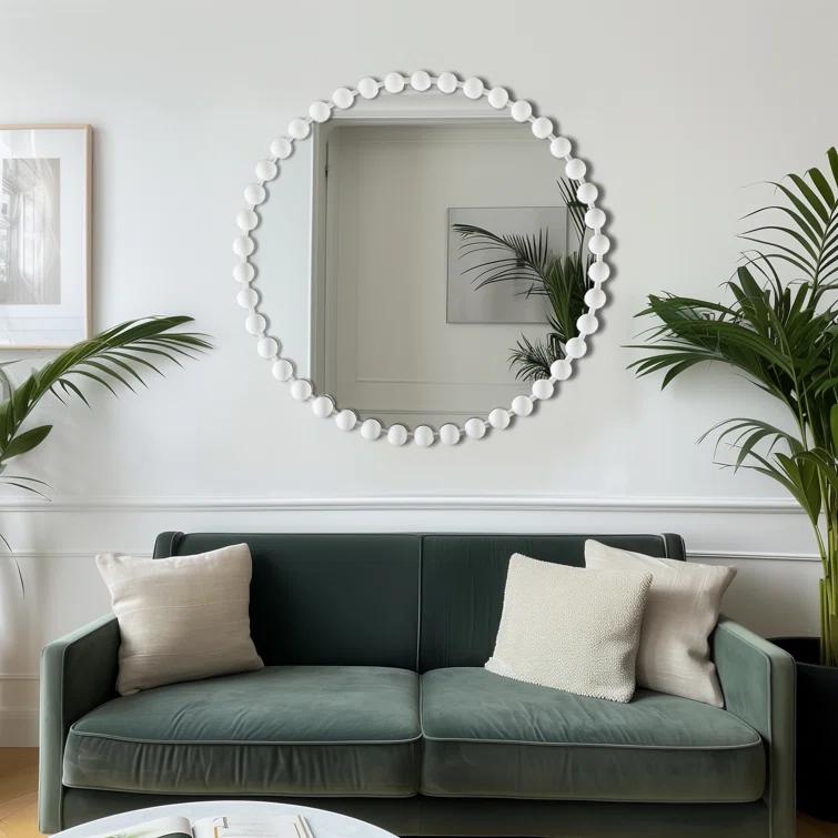 Marlowe Beaded Round Metal Wall Mirror