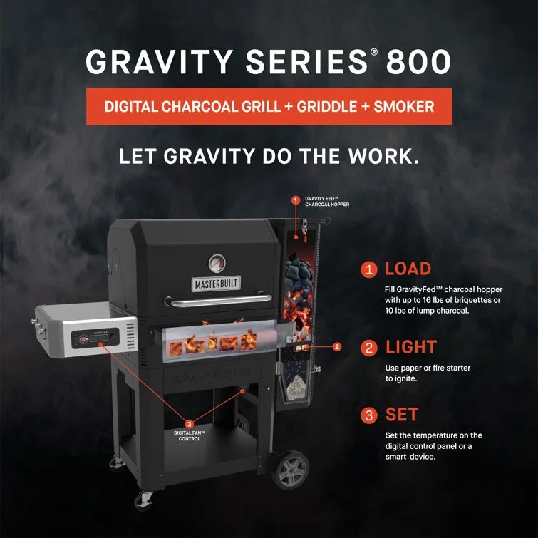Masterbuilt Gravity Series 800 Digital Barrel Charcoal Grill with Smoker