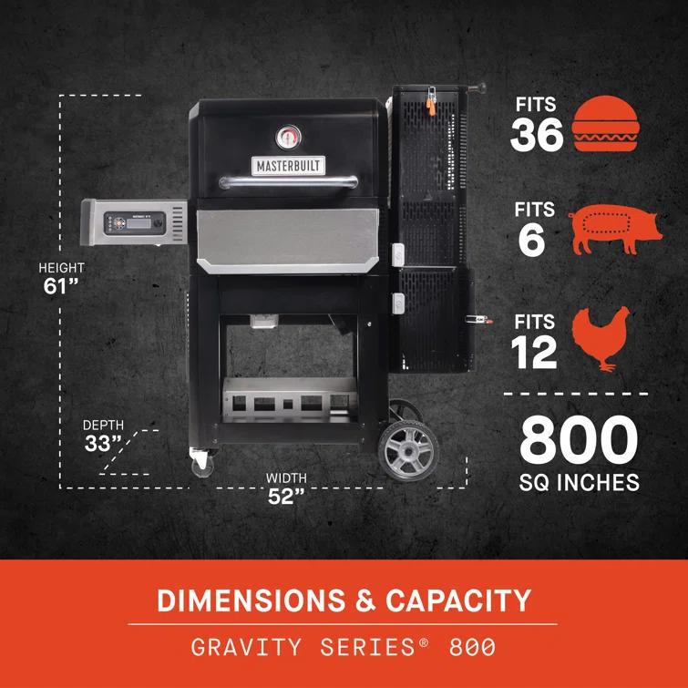 Masterbuilt Gravity Series 800 Digital Barrel Charcoal Grill with Smoker