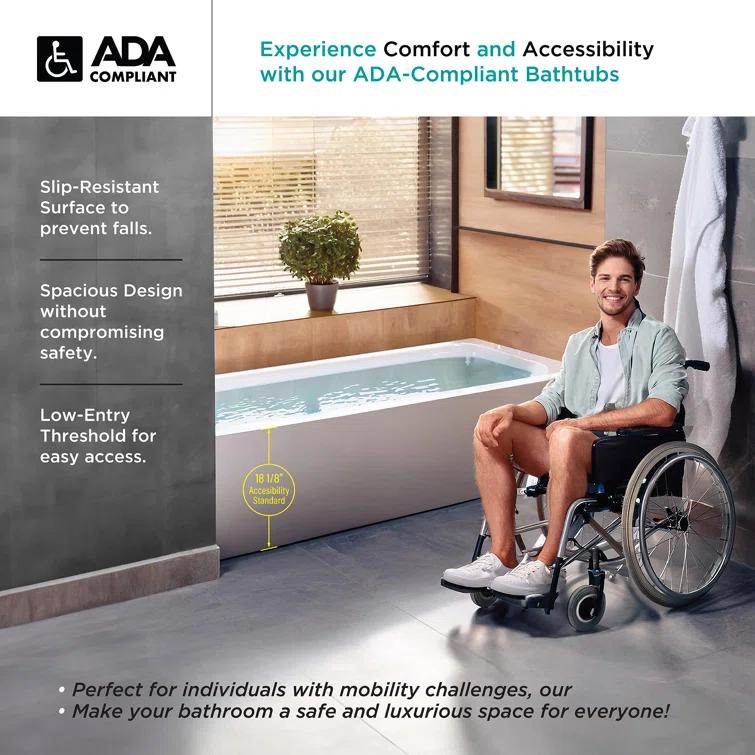 Acrylic Soaking Bathtub with Integral Apron Front - 60" x 32"