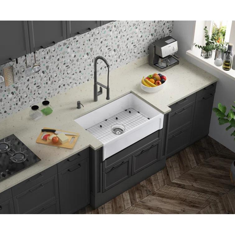 Kingston Brass Kaolin 30-Inch Fireclay Farmhouse Kitchen Sink