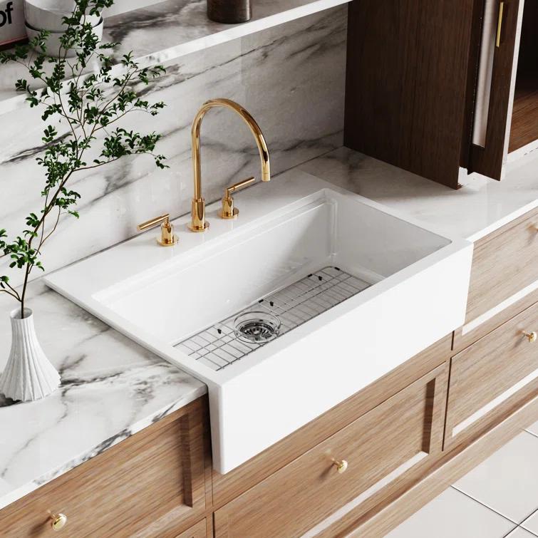 Kingston Brass Kaolin 34-Inch Fireclay Farmhouse Kitchen Sink