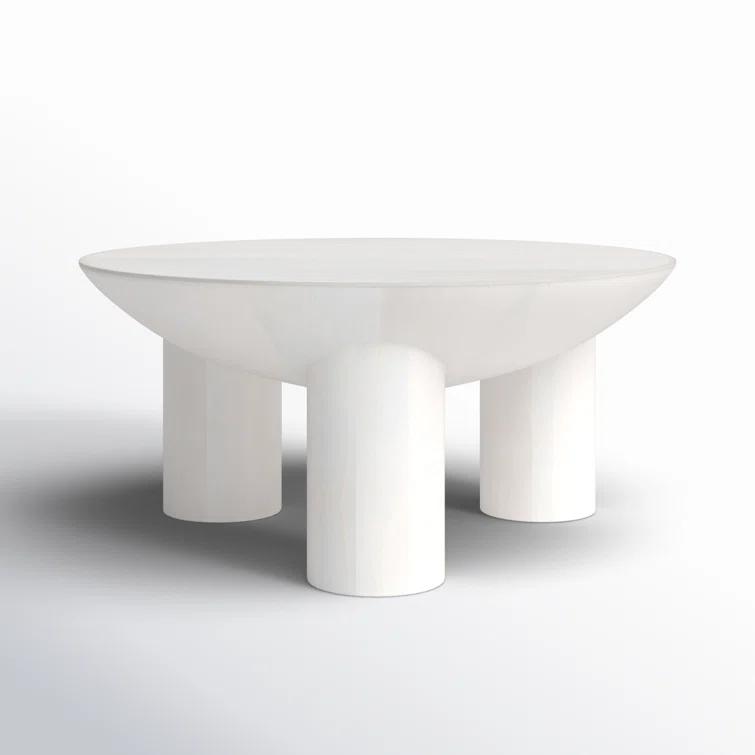 SAFAVIEH Couture Calhoun Contemporary Round Mango Wood Coffee Table, White Wash