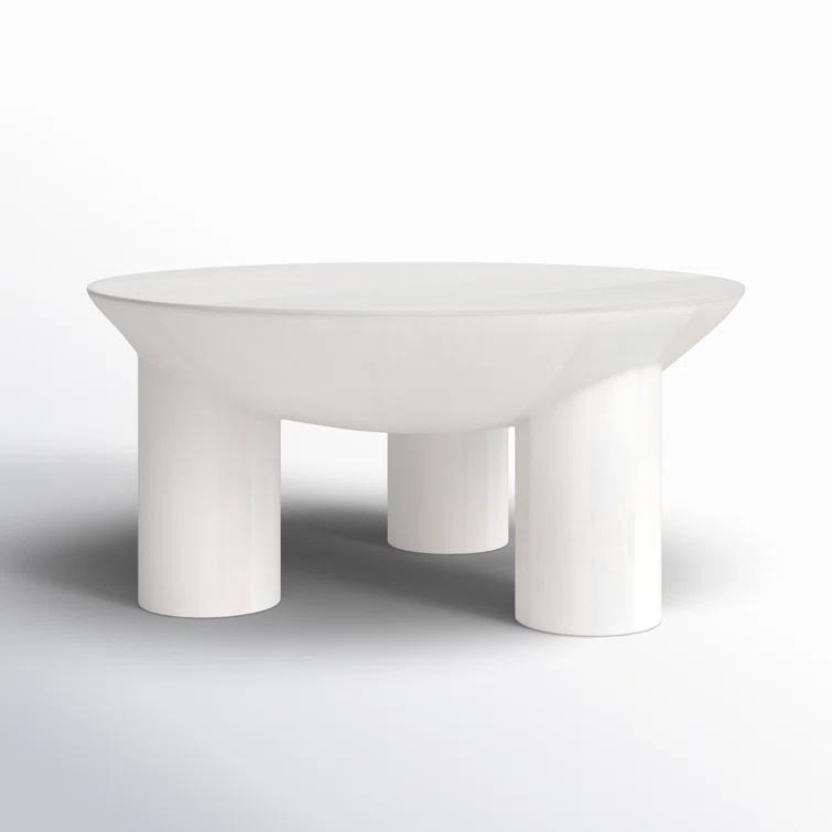 SAFAVIEH Couture Calhoun Contemporary Round Mango Wood Coffee Table, White Wash