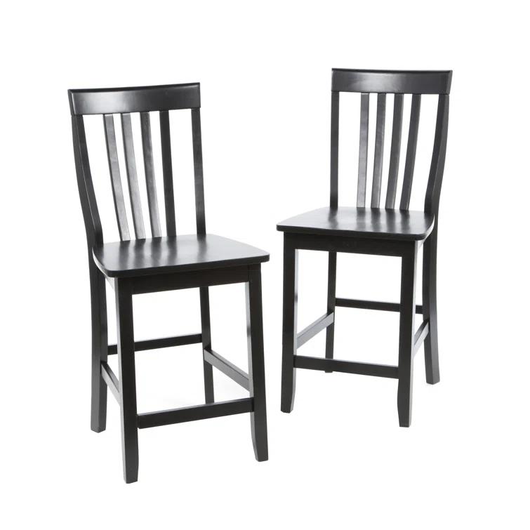 Set of 2 24" School House Counter Height Barstools, Solid Hardwood, Footrest - Crosley