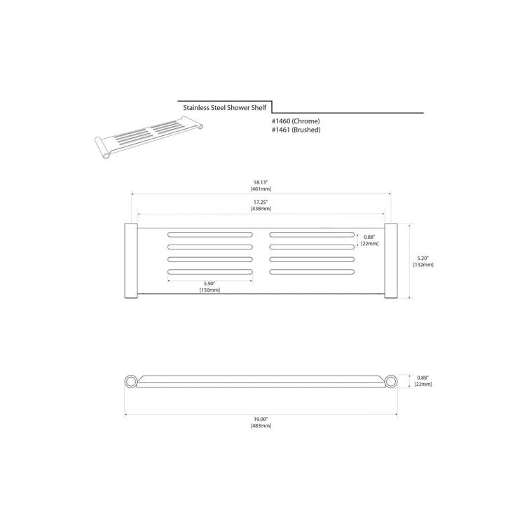 Elegant Wall Mounted Stainless Steel Shower Shelf