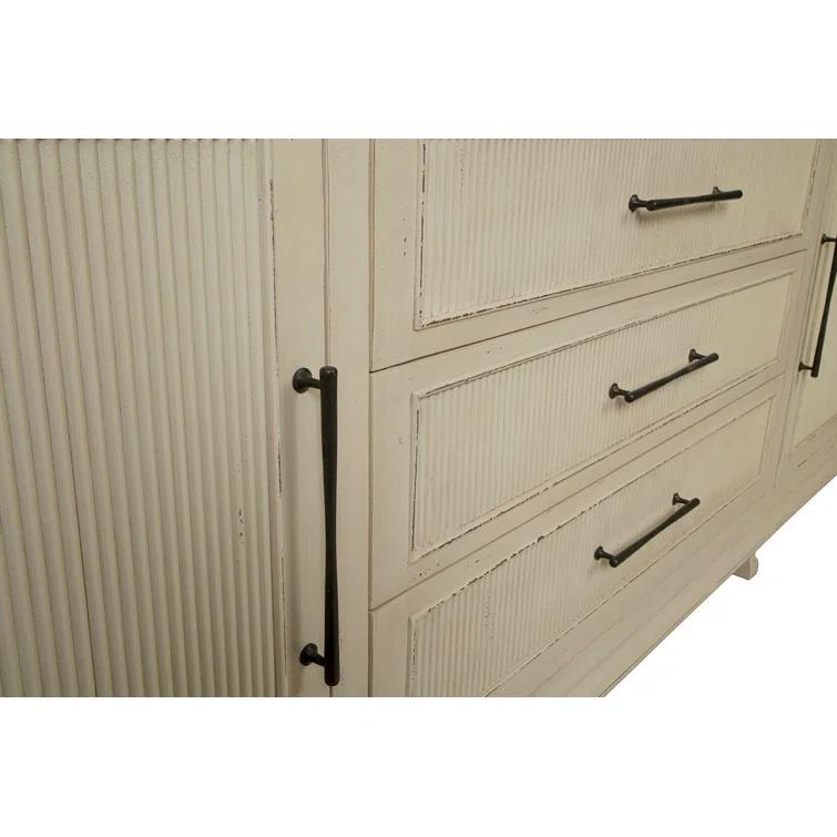 Hillary 96" Distressed Cream Solid Wood Sideboard