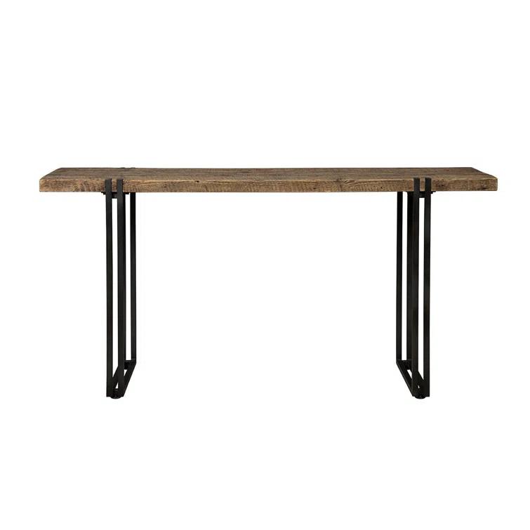 Sherwood Brown Solid Wood Console Table with Black Metal Legs