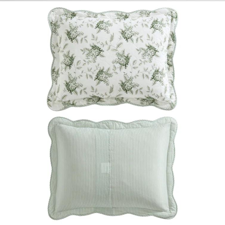 Laura Ashley Laura Ashley Portland Floral Cotton Reversible Green Quilt Set