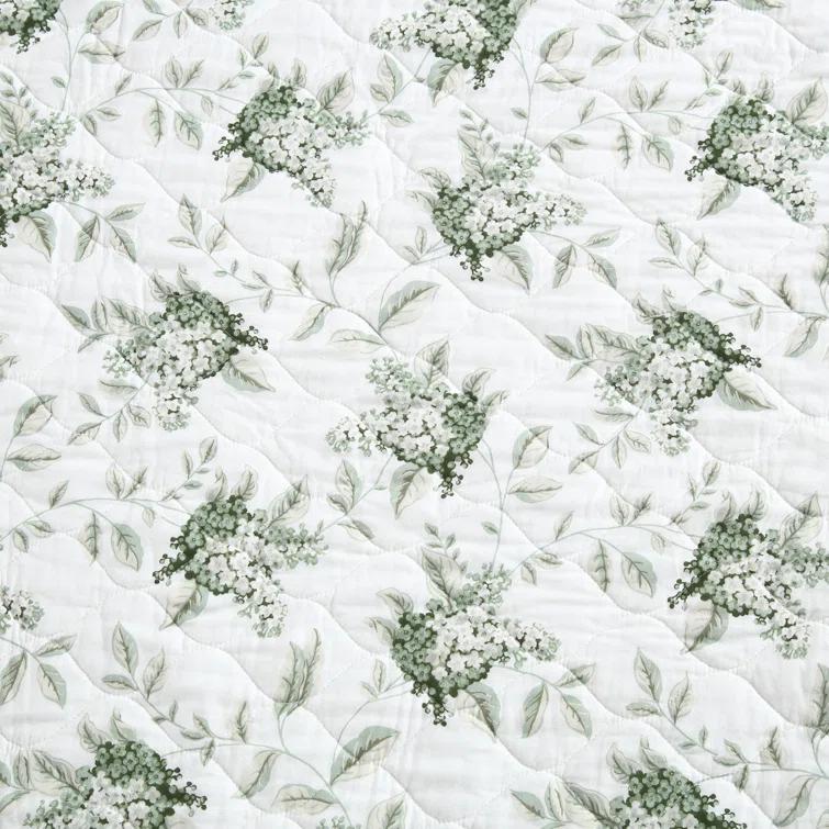 Laura Ashley Laura Ashley Portland Floral Cotton Reversible Green Quilt Set