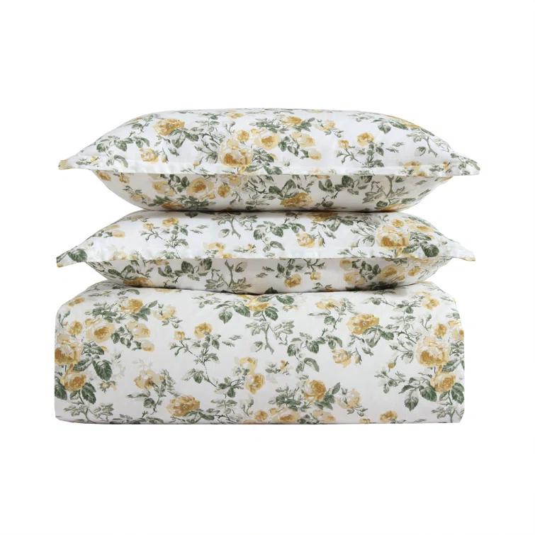 Laura Ashley Roses Cotton Reversible Gold Duvet Cover Set