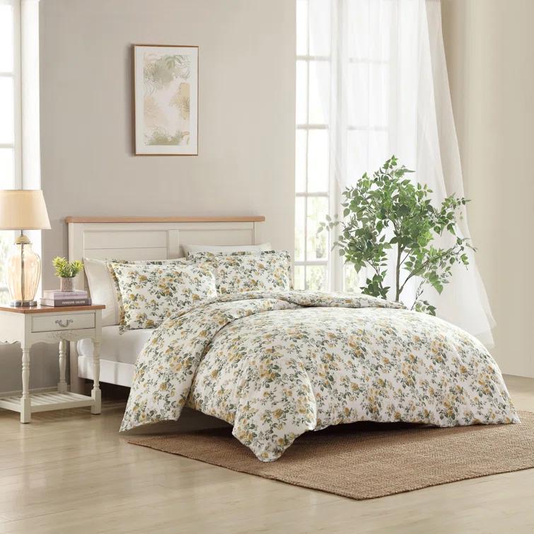 Laura Ashley Roses Cotton Reversible Gold Duvet Cover Set