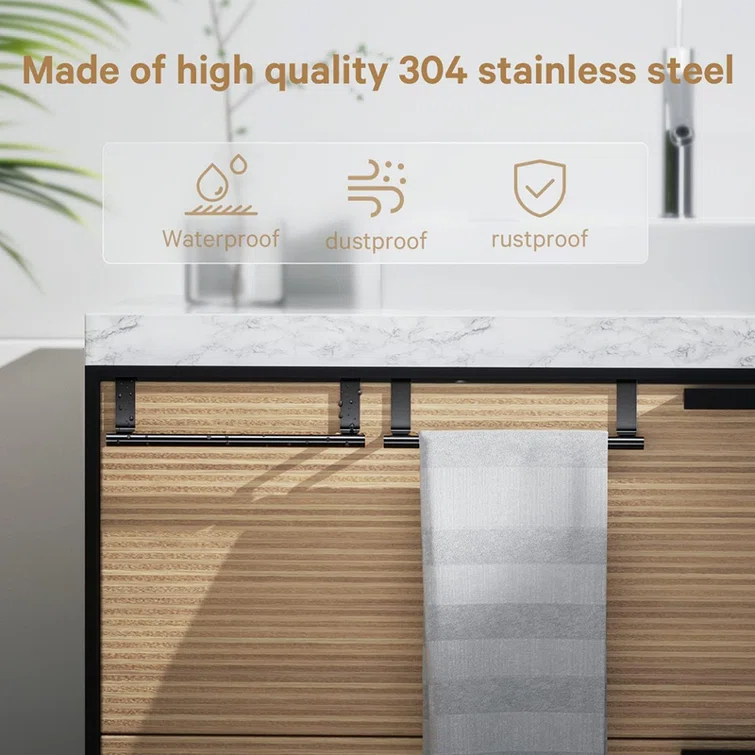 Stainless Steel Over Door Towel Rack Bar Holders for Universal Fit on Over Cabinet Cupboard Doors