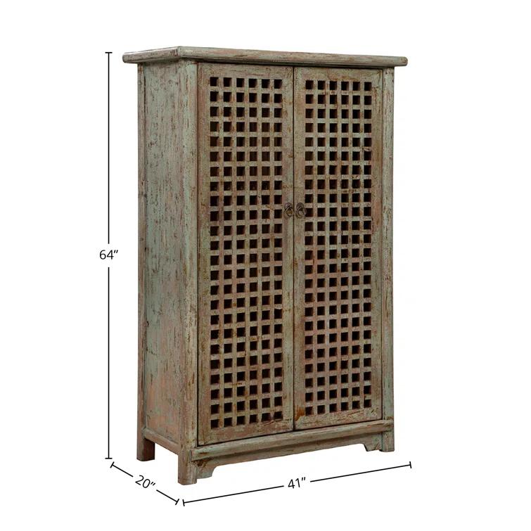 Furniture Classics Jackson 64" Tall 2-Door Cabinet, Worn Green