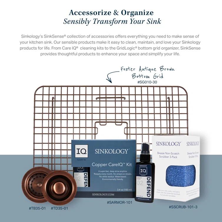 Lange Copper 30" Single Bowl Farmhouse Apron Front Undermount Kitchen Sink