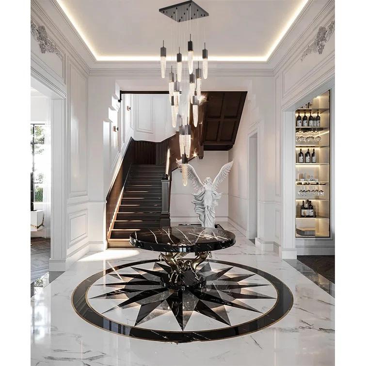 Bethel International Chandelier Black  Metal & Crystal