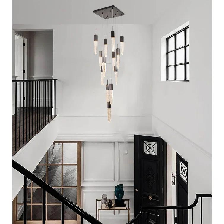 Bethel International Chandelier Black  Metal & Crystal