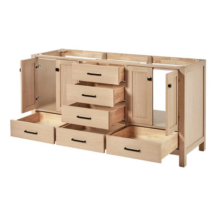 66 in. W Bath Vanity Cabinet Without Top in Oak Cambridge 21.5 in. D x 34.5 in. H Double Freestanding