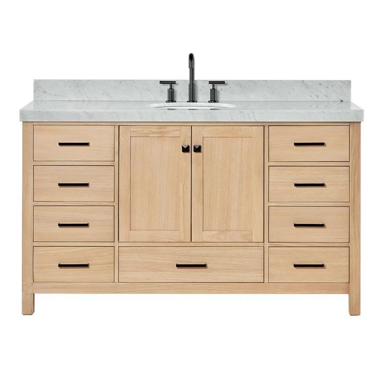 Cambridge 60'' Single Bathroom Vanity with Carrara Marble Top