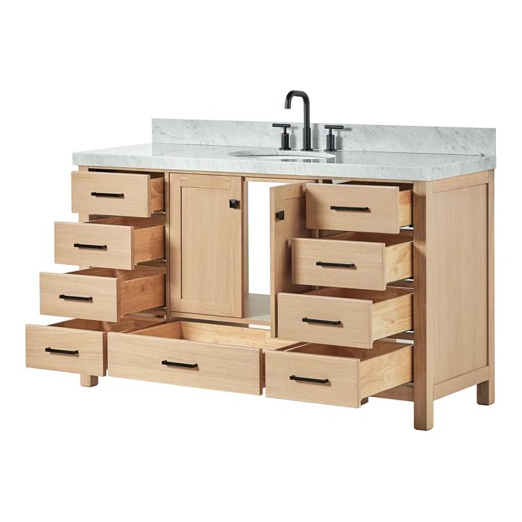 Cambridge 60'' Single Bathroom Vanity with Carrara Marble Top