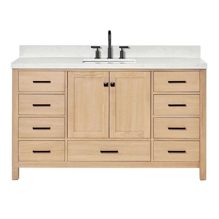 ARIEL Cambridge 60.25 Single Sink Bathroom Vanity with Carrara White Quartz Top