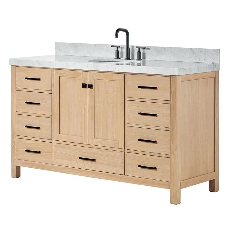Cambridge 60'' Single Bathroom Vanity with Carrara Marble Top