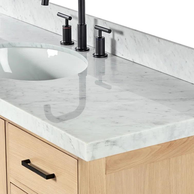Cambridge 60'' Single Bathroom Vanity with Carrara Marble Top