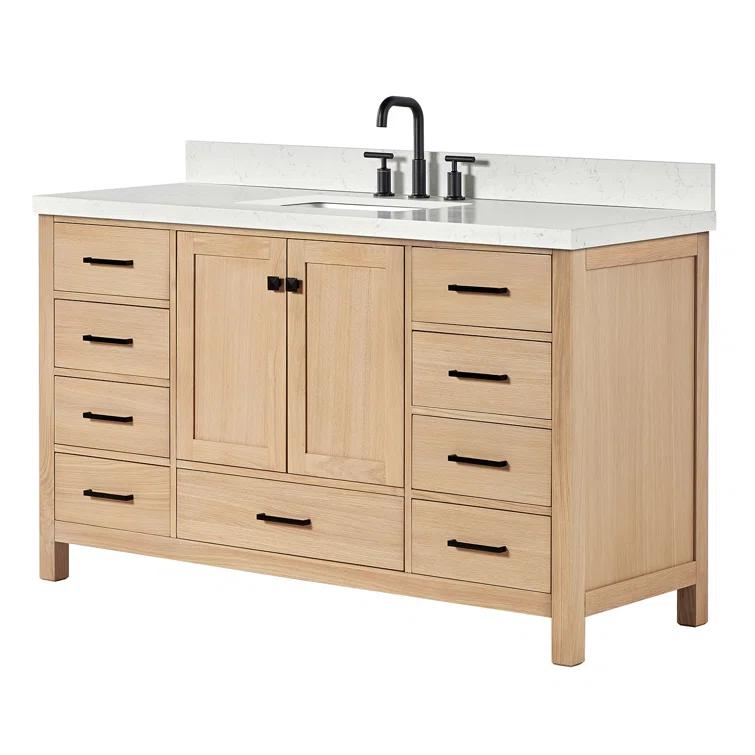 ARIEL Cambridge 60.25 Single Sink Bathroom Vanity with Carrara White Quartz Top