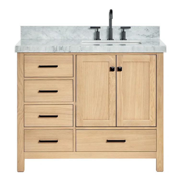 Ariel Bath Cambridge Single Bathroom Vanity with Carrara Marble Top
