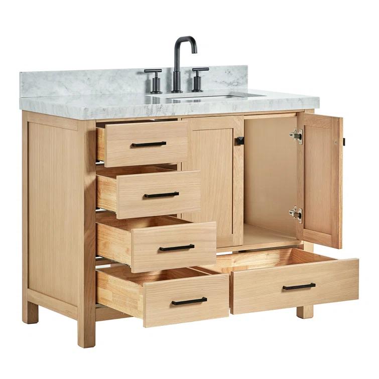 Ariel Bath Cambridge Single Bathroom Vanity with Carrara Marble Top