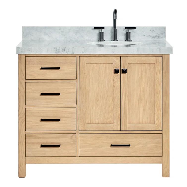 Ariel Bath Cambridge Single Bathroom Vanity with Carrara Marble Top