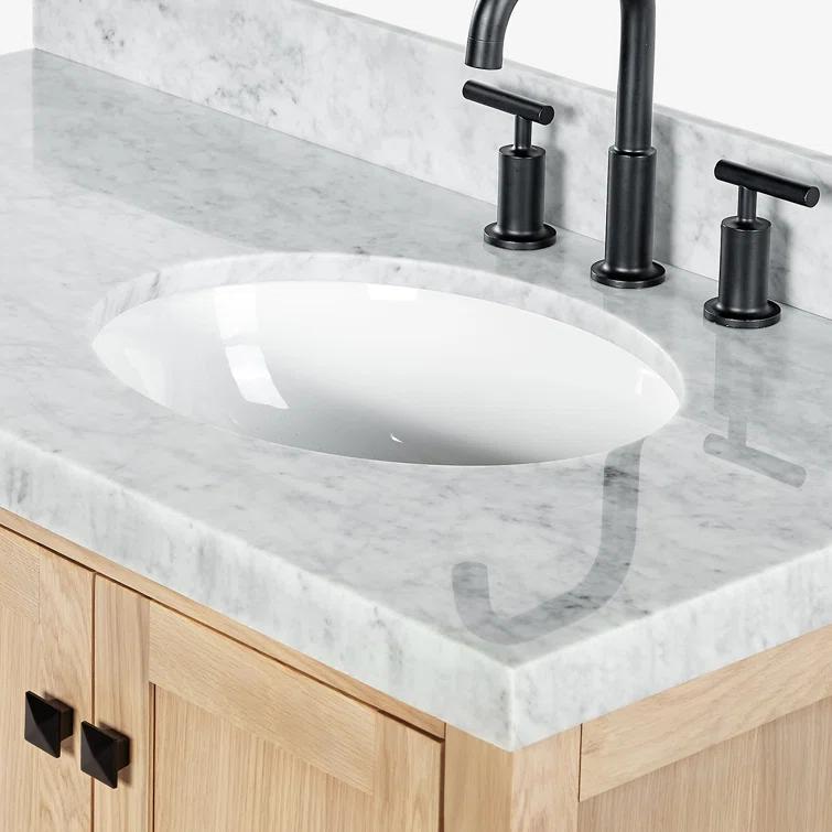 Ariel Bath Cambridge Single Bathroom Vanity with Carrara Marble Top