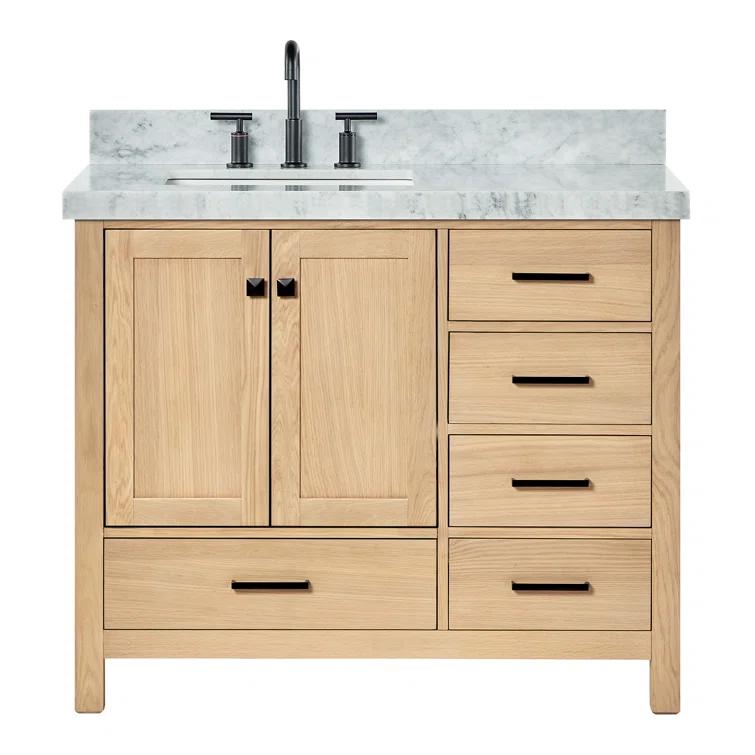 Cambridge 42'' Single Bathroom Vanity with Carrara Marble Top