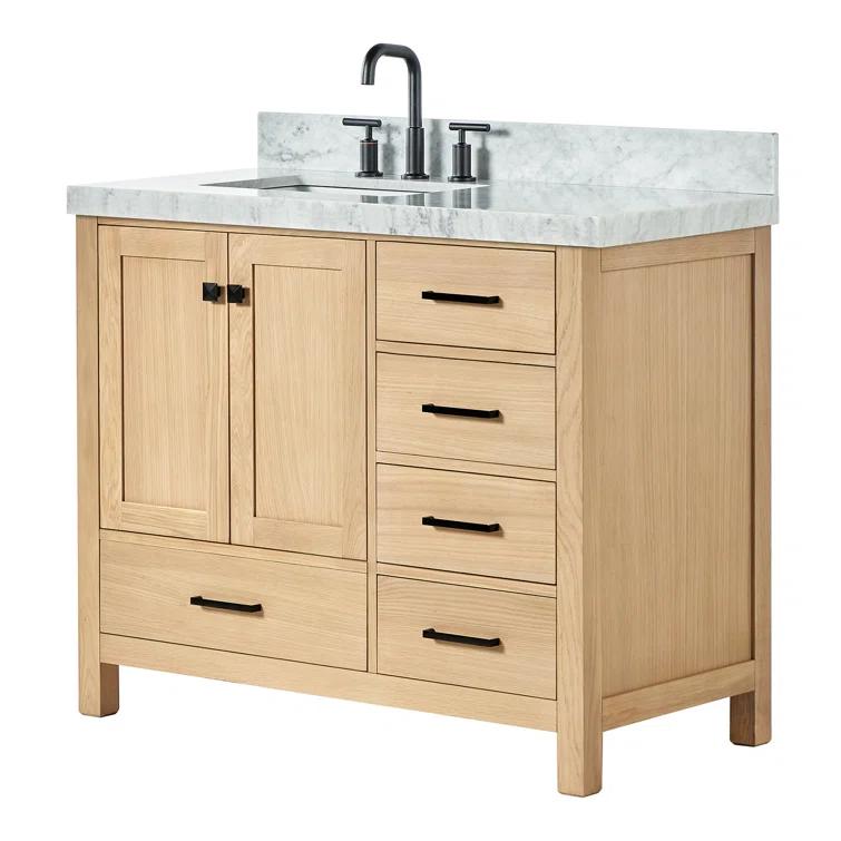 Cambridge 42'' Single Bathroom Vanity with Carrara Marble Top