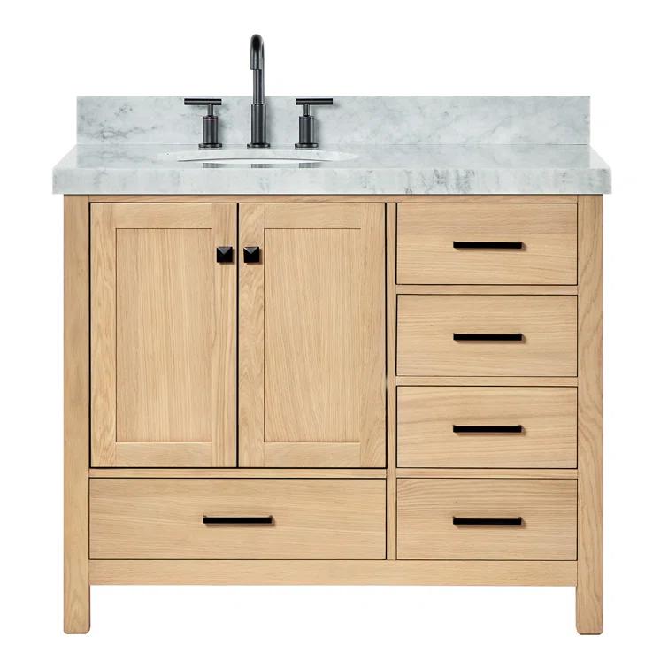 Cambridge 42'' Single Bathroom Vanity with Carrara Marble Top