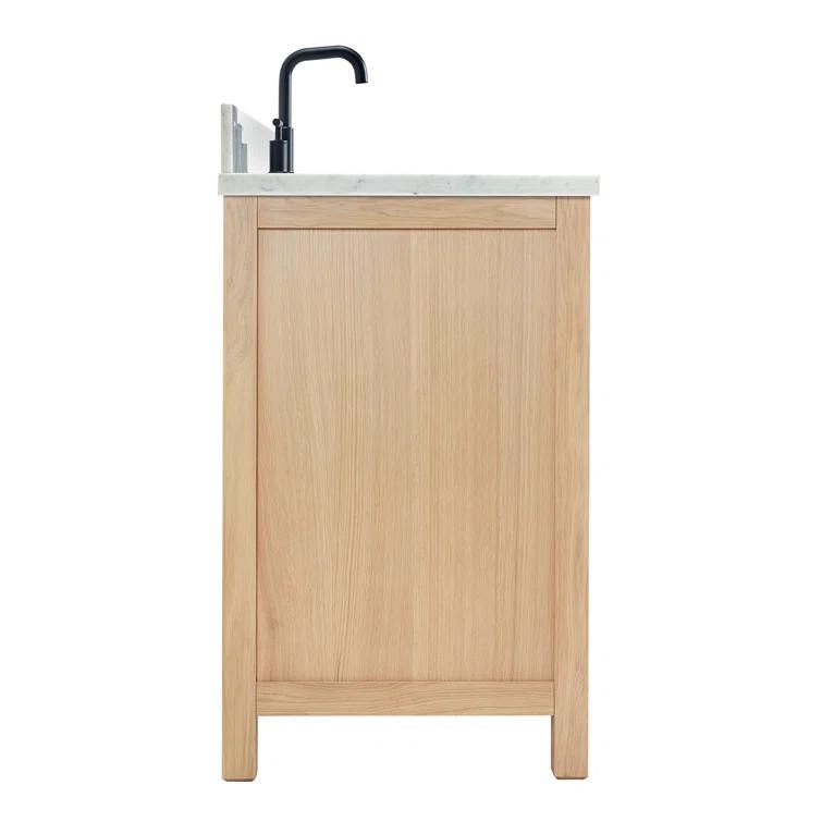 Hokku Designs Flynt 37'' Single Bathroom Vanity with Carrara Marble Top