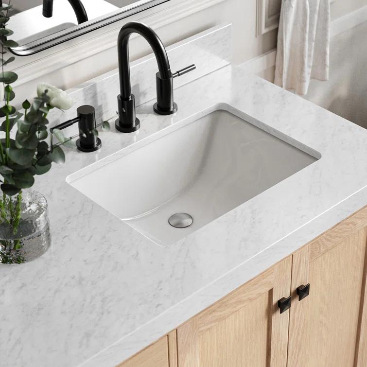 Ariel Bath Cambridge Single Bathroom Vanity with Carrara Marble Top